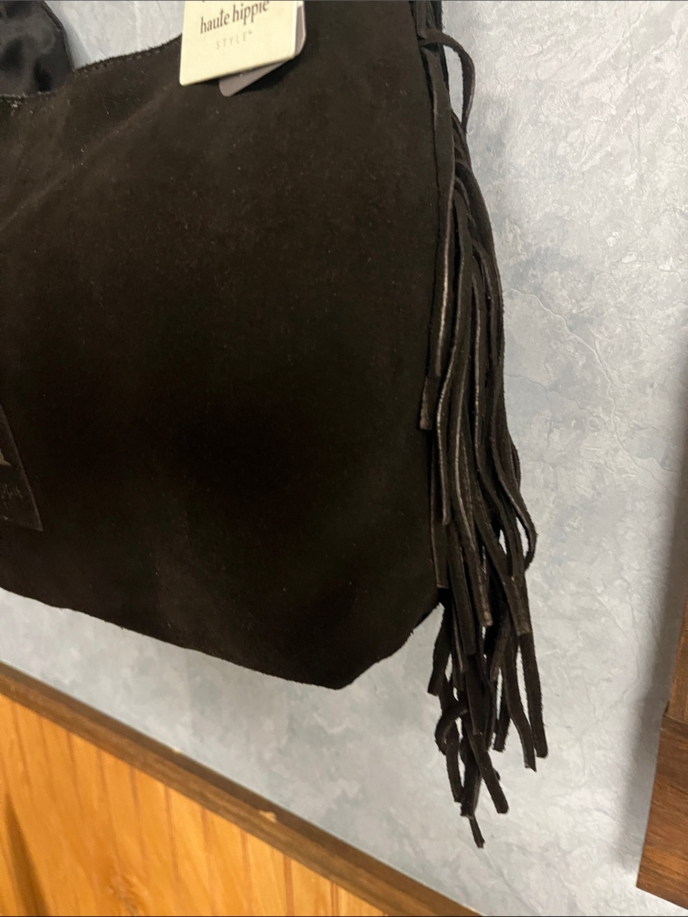 Haute Hippie Black Suede Fringe Shoulder Hobo NWT - Picture 7 of 14
